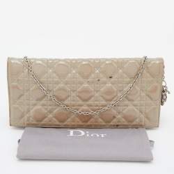 Pre Owned Dior Grey Cannage Patent Leather Lady Dior Chain Clutch