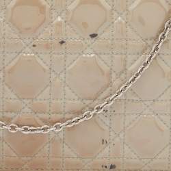 Pre Owned Dior Grey Cannage Patent Leather Lady Dior Chain Clutch
