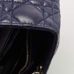 Pre Owned Dior Navy Blue Cannage Leather Large Lady Dior Tote