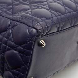 Pre Owned Dior Navy Blue Cannage Leather Large Lady Dior Tote