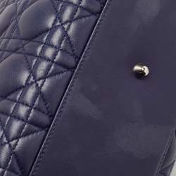 Pre Owned Dior Navy Blue Cannage Leather Large Lady Dior Tote