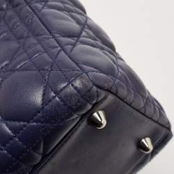 Pre Owned Dior Navy Blue Cannage Leather Large Lady Dior Tote