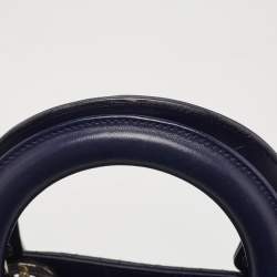 Pre Owned Dior Navy Blue Cannage Leather Large Lady Dior Tote
