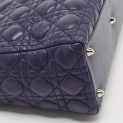 Pre Owned Dior Navy Blue Cannage Leather Large Lady Dior Tote