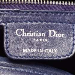 Pre Owned Dior Navy Blue Cannage Leather Large Lady Dior Tote
