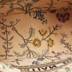 Pre Owned Dior Natural/Multicolor Raffia Embroidered Petites Fleurs Medium Book Tote