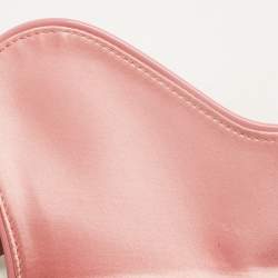 Dior Pink/Green Printed Satin and Glazed Leather Limited Edition 0705 Saddle Bag