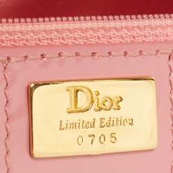 Dior Pink/Green Printed Satin and Glazed Leather Limited Edition 0705 Saddle Bag