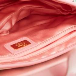 Dior Pink/Green Printed Satin and Glazed Leather Limited Edition 0705 Saddle Bag