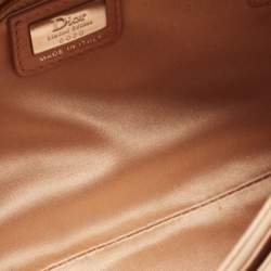 Pre Owned Dior Peach Satin Beaded Floral Limited Edition 0020 Handle Pouch