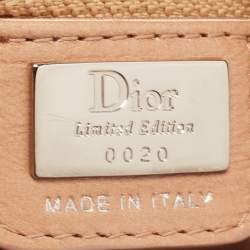 Pre Owned Dior Peach Satin Beaded Floral Limited Edition 0020 Handle Pouch