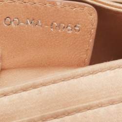 Pre Owned Dior Peach Satin Beaded Floral Limited Edition 0020 Handle Pouch