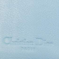 Pre Owned Dior White/Blue Printed Fabric Trifold Wallet