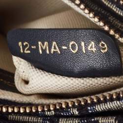 Pre Owned Dior Navy Blue Oblique Canvas Strap Saddle Pouch