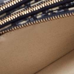 Pre Owned Dior Navy Blue Oblique Canvas Strap Saddle Pouch