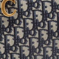 Pre Owned Dior Navy Blue Oblique Canvas Strap Saddle Pouch