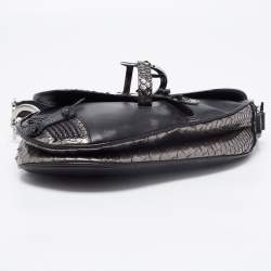 Dior Black/Gun Metal Python and Leather Saddle Bag