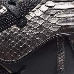 Dior Black/Gun Metal Python and Leather Saddle Bag