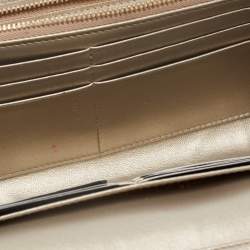 Dior Metallic Gold Leather Diorama Wallet on Chain