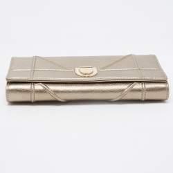 Dior Metallic Gold Leather Diorama Wallet on Chain