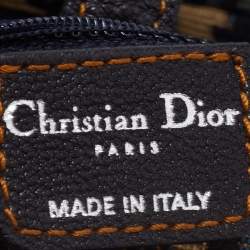 Dior Navy Blue Oblique Canvas and Leather Saddle Bag