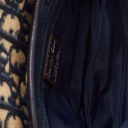 Dior Navy Blue Oblique Canvas and Leather Saddle Bag