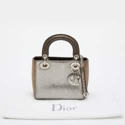 Dior Silver/Gold Karung Mini Lady Dior Tote