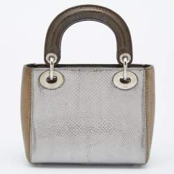 Dior Silver/Gold Karung Mini Lady Dior Tote