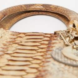 Pre Owned Dior Gold/Beige Python Large Lady Dior Tote