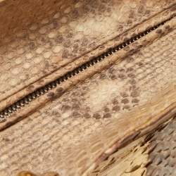 Pre Owned Dior Gold/Beige Python Large Lady Dior Tote
