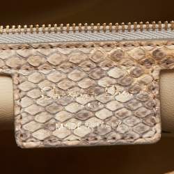 Pre Owned Dior Gold/Beige Python Large Lady Dior Tote