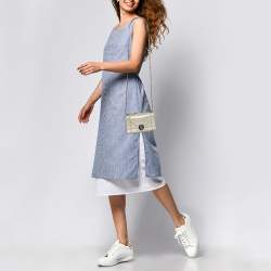 Dior Grey Shimmering Leather Mini Diorama Crossbody Bag