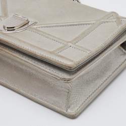 Dior Grey Shimmering Leather Mini Diorama Crossbody Bag