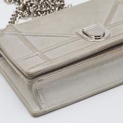 Dior Grey Shimmering Leather Mini Diorama Crossbody Bag