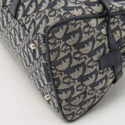 Pre Owned Dior Navy Blue Diorissimo Canvas and Leather D Charm Satchel