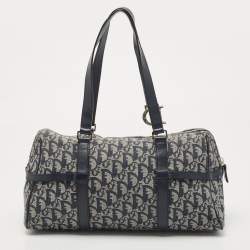 Pre Owned Dior Navy Blue Diorissimo Canvas and Leather D Charm Satchel