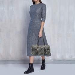 Pre Owned Dior Navy Blue Diorissimo Canvas and Leather D Charm Satchel