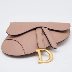 Pre Owned Dior Beige Leather Saddle Convertible Belt Bag