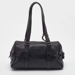 Pre Owned Dior Black Leather Small D Charm Satchel