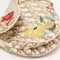 Dior Beige Oblique Canvas and Leather Floral Embroidered Saddle Bag