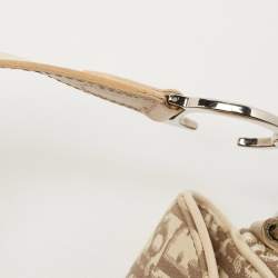 Dior Beige Oblique Canvas and Leather Floral Embroidered Saddle Bag