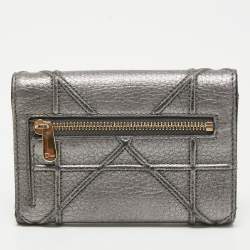 Pre Owned Dior Grey Leather Diorama Compact Wallet