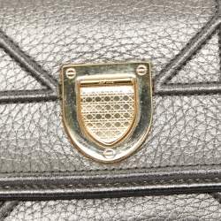 Pre Owned Dior Grey Leather Diorama Compact Wallet