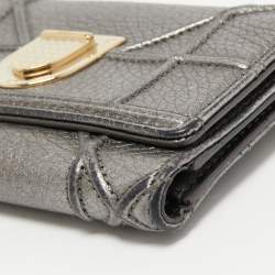 Pre Owned Dior Grey Leather Diorama Compact Wallet