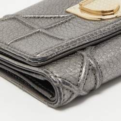 Pre Owned Dior Grey Leather Diorama Compact Wallet