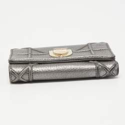 Pre Owned Dior Grey Leather Diorama Compact Wallet
