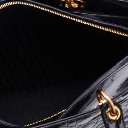 Pre Owned Dior Black Cannage Patent Leather Large Lady Dior Tote