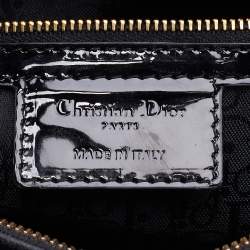 Pre Owned Dior Black Cannage Patent Leather Large Lady Dior Tote