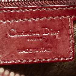 Pre Owned Dior Red Cannage Patent Leather Large Lady Dior Tote