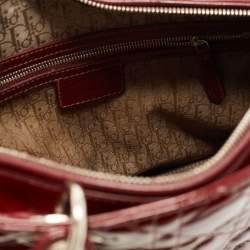 Pre Owned Dior Red Cannage Patent Leather Large Lady Dior Tote